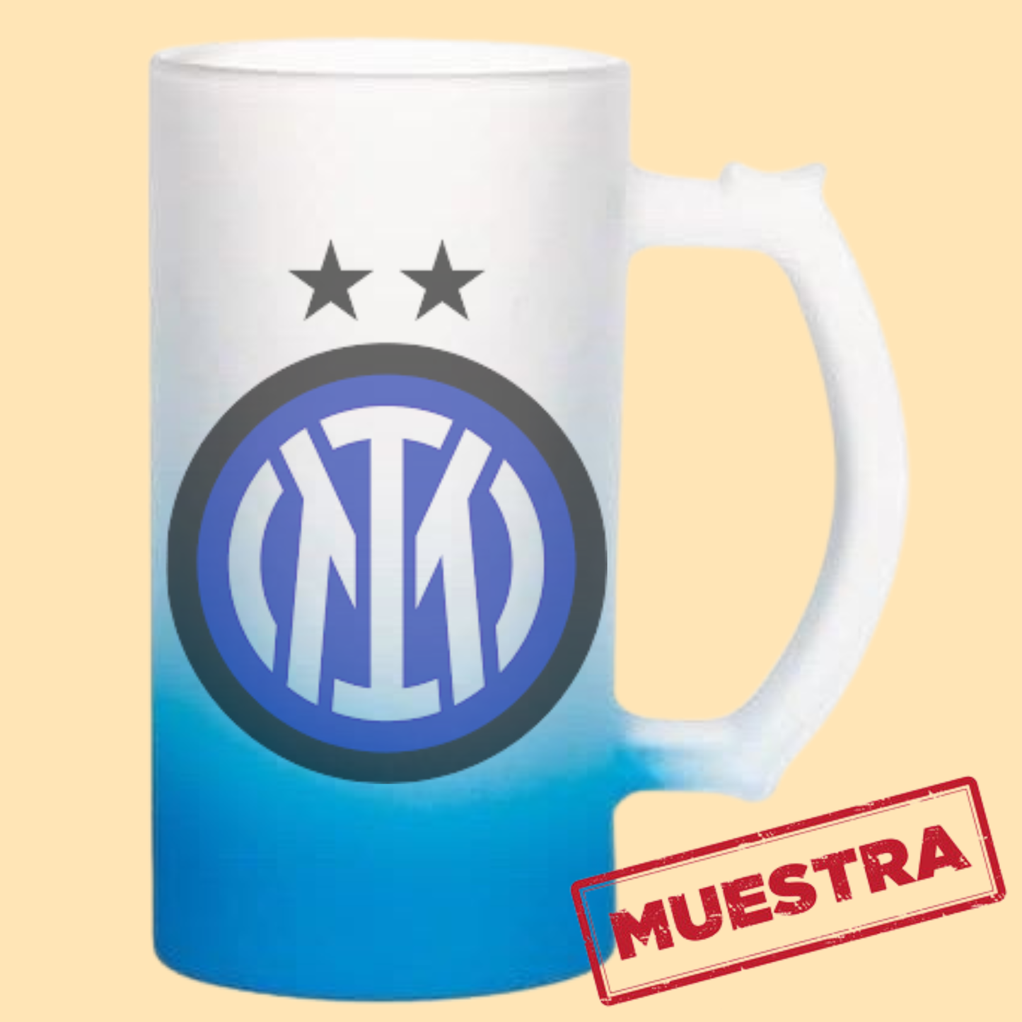 Jarra cervecera opalizada Azul fondo neón 16 Oz.