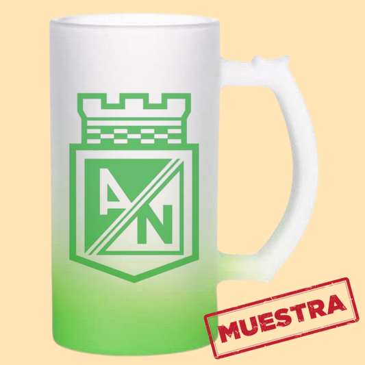 Jarra cervecera opalizada Verde fondo neón 16 Oz.