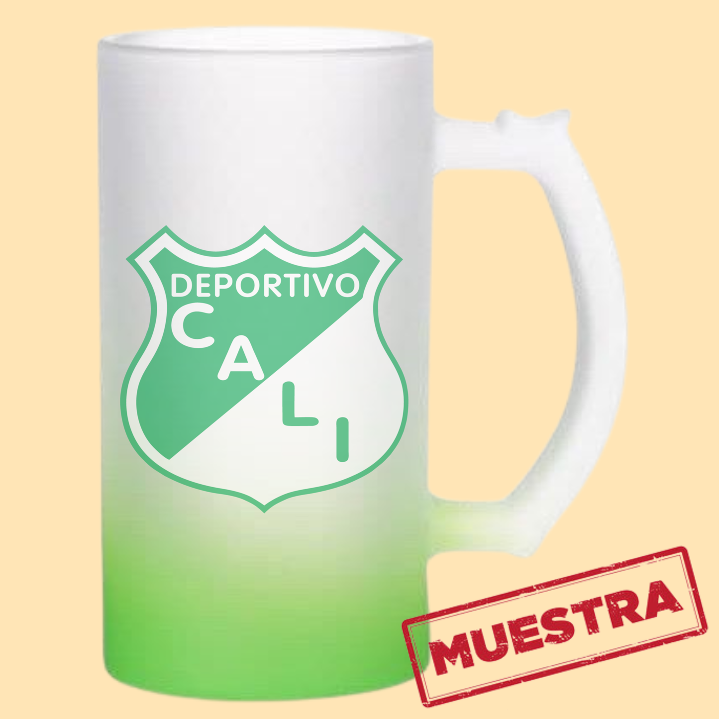 Jarra cervecera opalizada Verde fondo neón 16 Oz.