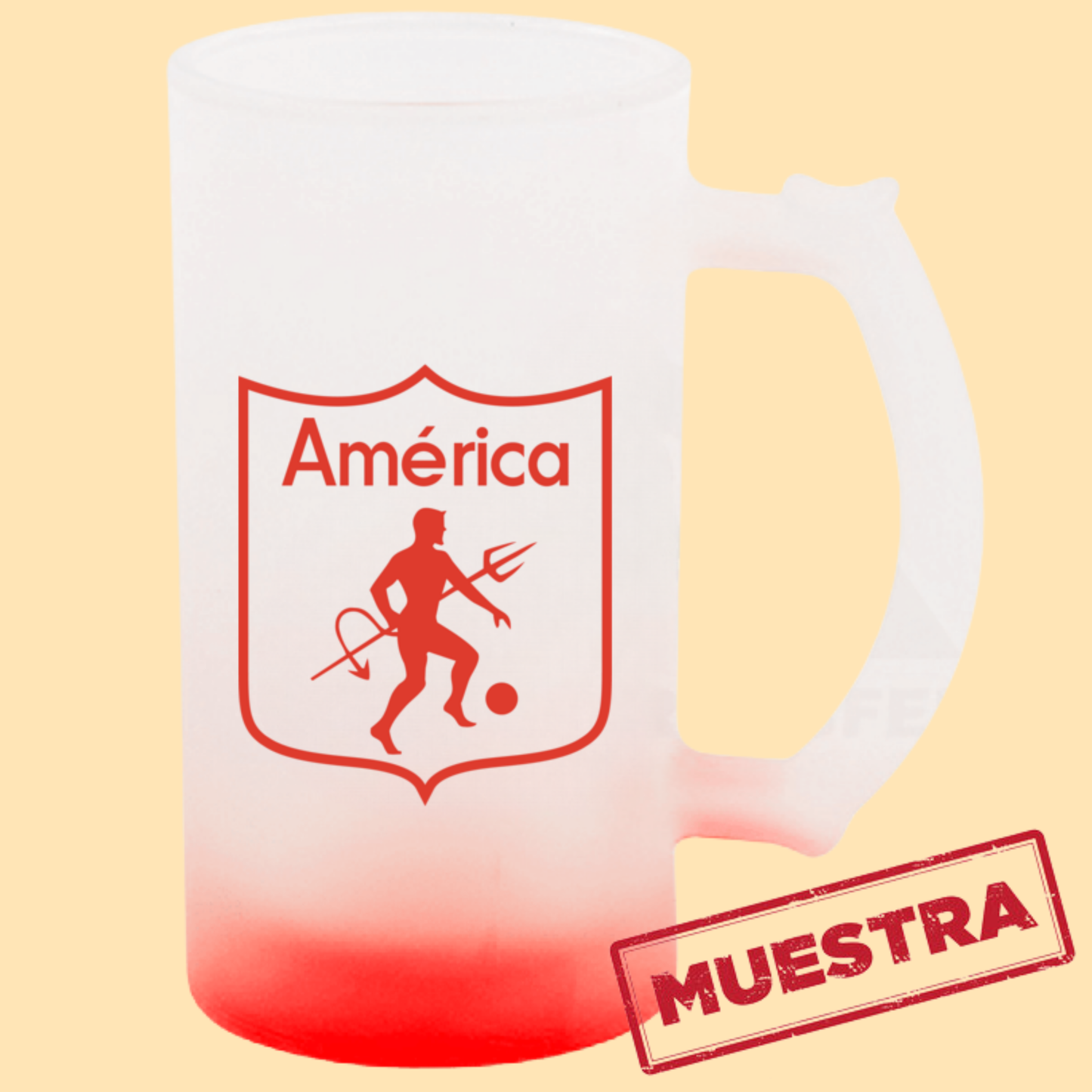 Jarra cervecera opalizada Rojo fondo neón 16 Oz.