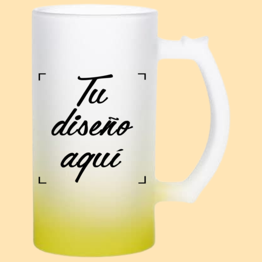 Jarra cervecera opalizada Amarillo fondo neón 16 Oz.