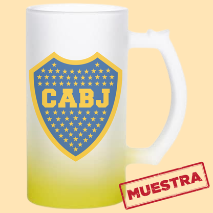 Jarra cervecera opalizada Amarillo fondo neón 16 Oz.