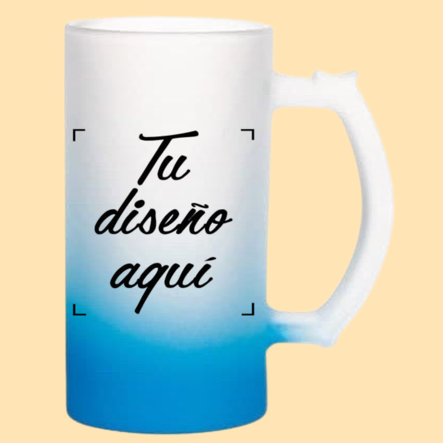 Jarra cervecera opalizada Azul fondo neón 16 Oz.