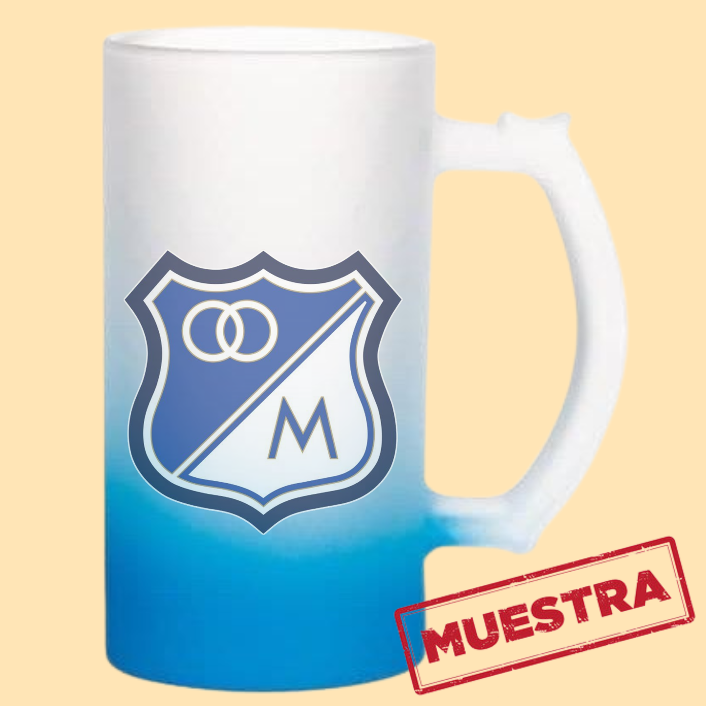 Jarra cervecera opalizada Azul fondo neón 16 Oz.