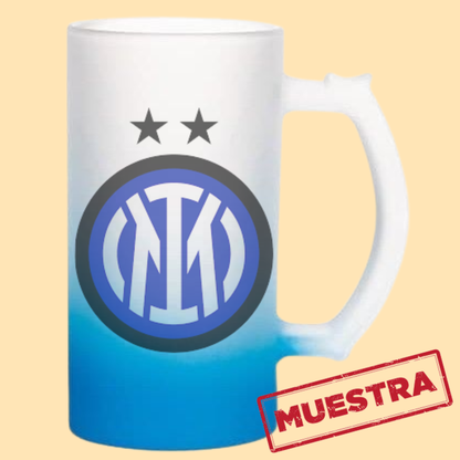 Jarra cervecera opalizada Azul fondo neón 16 Oz.