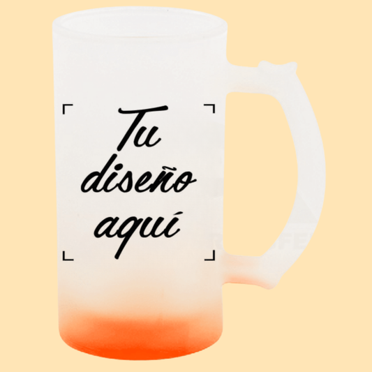 Jarra cervecera opalizada Naranja fondo neón 16 Oz.
