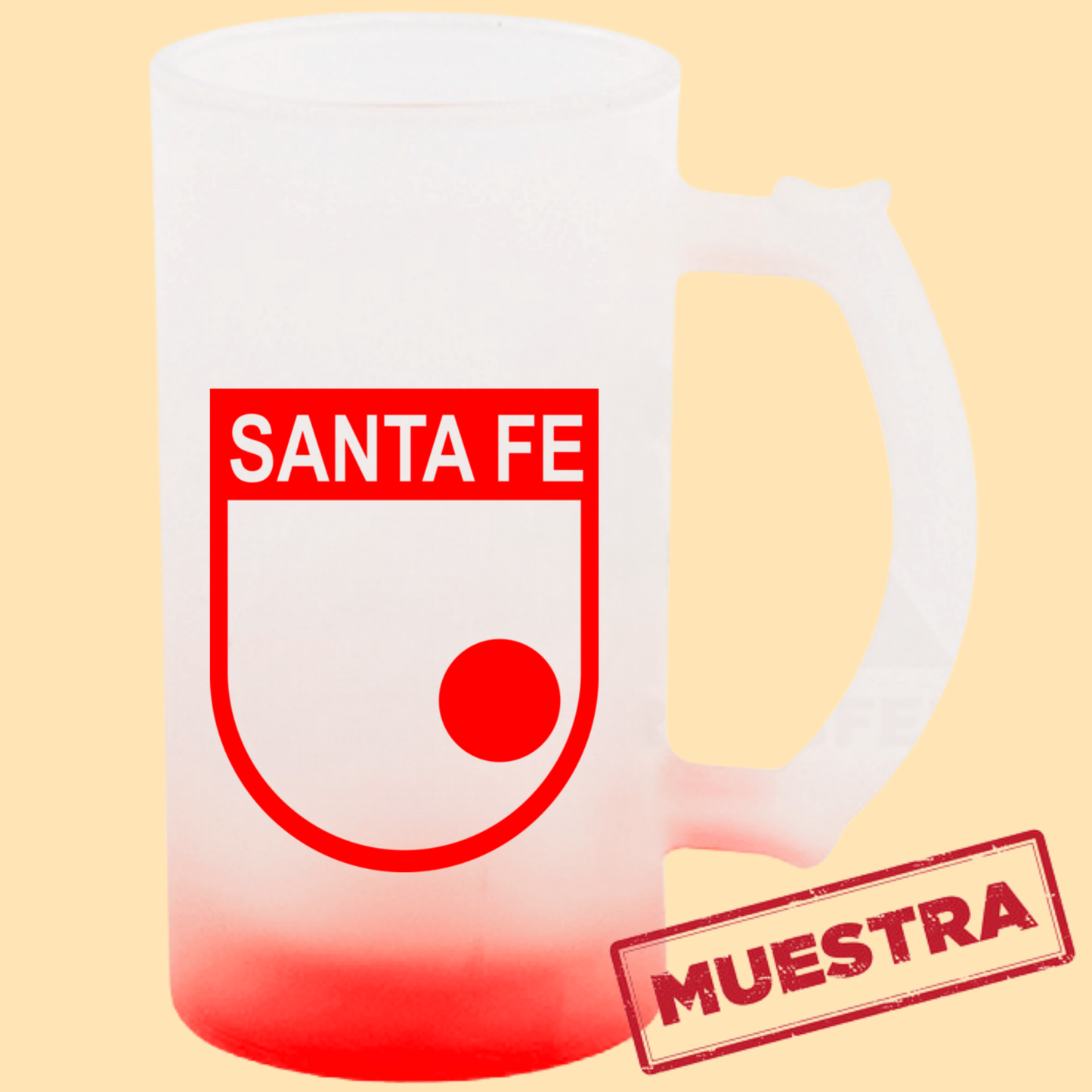 Jarra cervecera opalizada Rojo fondo neón 16 Oz.