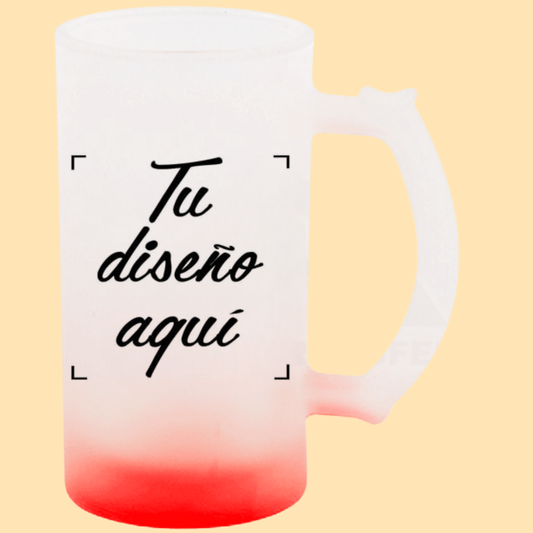 Jarra cervecera opalizada Rojo fondo neón 16 Oz.