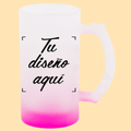 Jarra cervecera opalizada Rosado fondo neón 16 Oz.
