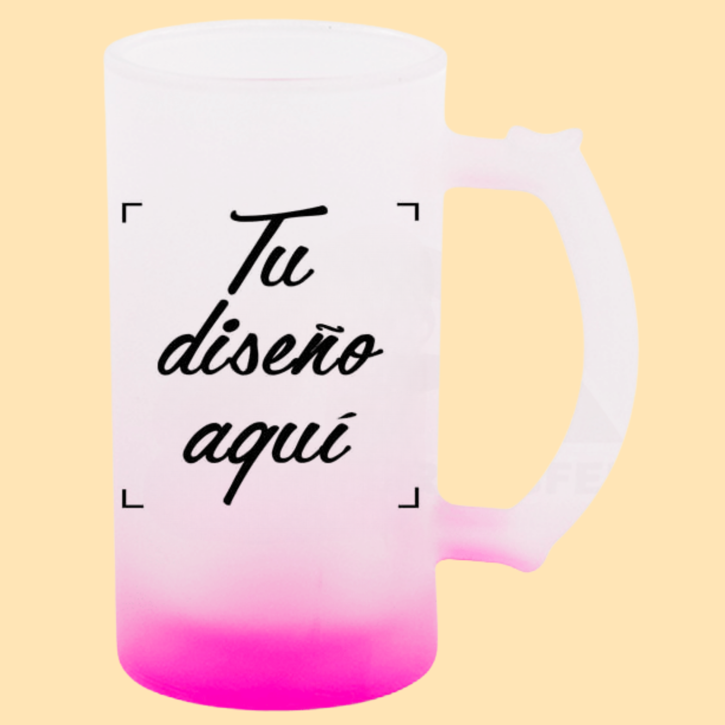 Jarra cervecera opalizada Rosado fondo neón 16 Oz.