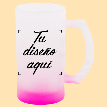 Jarra cervecera opalizada Rosado fondo neón 16 Oz.