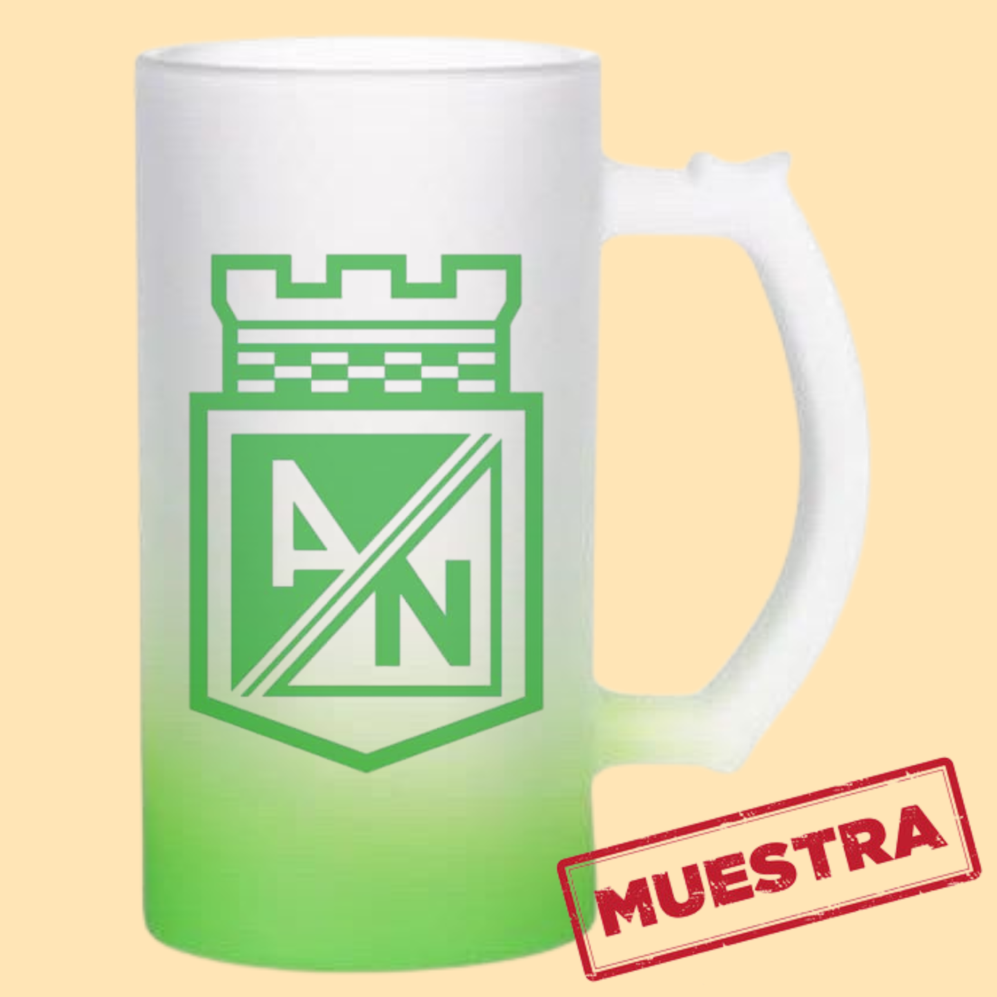 Jarra cervecera opalizada Verde fondo neón 16 Oz.