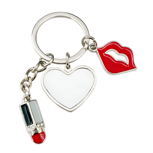 Llavero Corazón con Mini Labial y Beso – Romántico y lleno de significado